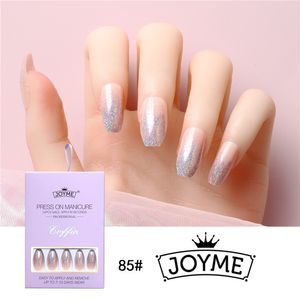 24 adet DIY Bale Sahte Çivi Tasarımları Ile Orta Uzunlukta Tabut Nail Art İpuçları Yapay Tam Kapak Akrilik Tırnak Dekor Kadınlar Kızlar için