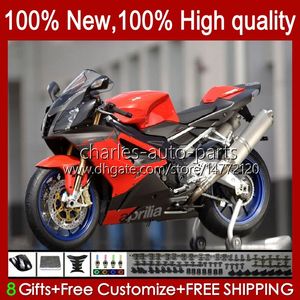 Moto Bodys for Aprilia RSV1000R Mille RV60 RSV1000 R RR 04-06 Bodywork 11No.80 RSV-1000 RSV1000RR 04 05 06 RSV 1000 R 1000R 1000RR 2004 2005 2006 Fairing Kit Glansigt rött