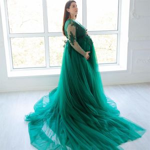 Vestidos de baile de baile de caçadores verdes de manga longa de manga longa