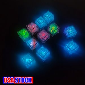 RGB Cube Lights Ice Decor Cubes Flash Flytande Sensor Vatten nedsänkbar LED Bar Light Up för Club Wedding Party Stock i USA