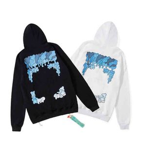 Erkeklerin hoodies tarzı trend moda hoodie gevşek tişörtü sweatshirts lüks marka kapalı gelgit ow arka bant kazı gevşek kadın dini yağlı boya kapüşonlu