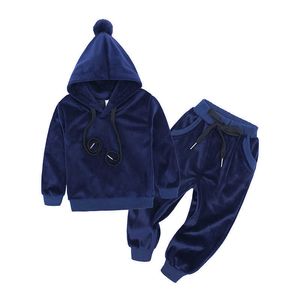 Vestiti Ragazze Neonati Bambini Ragazzi Abiti Casual Neonata Set di abbigliamento Felpe con cappuccio Pantaloni sportivi 2 pezzi Set per bambini in morbido cotone