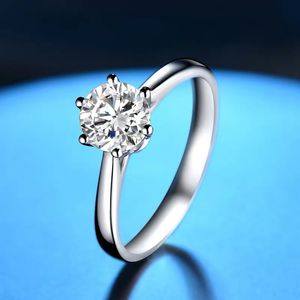 Klassischer, modischer Moissanit-Diamantring aus 9 Karat Weißgold, Schmuck, Hochzeit, Party, Verlobung, Jahrestag