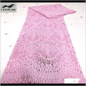 Clothing Apparel Guipure African Lace Fabric Pink Color Water Soluble Cord Laces For Nigerian Party Dress Drop Delivery 2021 30Wxa