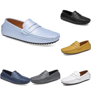 leather peas men's casual driving shoes soft sole fashion black navy white blue silver yellow grey footwear all-match lazy cross-border 38-46 color129