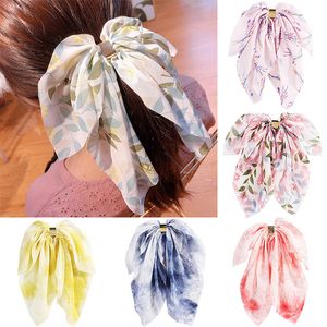 Büyük Bow Ties Scrunchies Hairclips Şifon Şerit Saçkoplar Kadınlar için Kızap Ponytail Tutucu Kafa Bandı Saç Aksesuarları