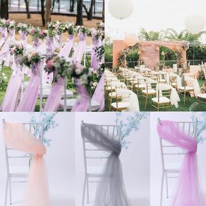 Party Decoration 1pcs Organza Chair Sashes Bow Sash For Wedding Reception Events Banquets Supplies Cover Decorations