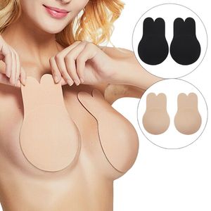 Osynliga Bra kuddar Kvinnor Push Up Breast Patch Underkläder Självhäftande Silikon Bröllopsfest Stropplös Sticky Bröst Lift Tape Rabbit Bras Nippel Skal Klistermärken