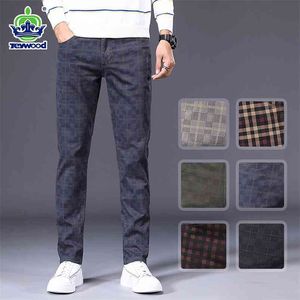 Jeywood Brand Men's Slim Plaid Casual Pants High Quality 98%Cotton Stretch Classic Clothing Fashion Fit Trousers Large Size40 42 210715