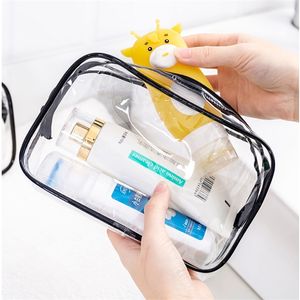 1 pçs saco de maquiagem transparente mulheres cosméticos pvc organizador de viagem claro caso de beleza lavagem de higiene pessoal armazenamento à prova dwaterproof água 220218