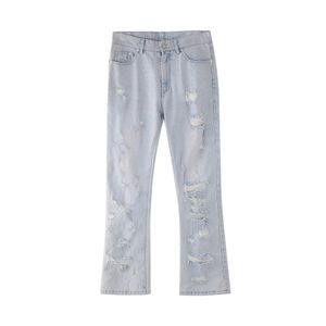 Men's Jeans Autumn and winter grailz jeans washed, worn, damaged, holes, vibe wind knife cut straight pants