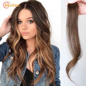 MEIFAN 25-30 cm Natural invisível clipe de extensões de cabelo falso na parte da frente para mulher com festa falsa franja