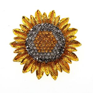 10 PCs/lote jóias de jóias broches shinestone formam formato de girassol para mulheres acessórios/presente