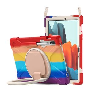 Für Samsung Galaxy Tab S7 11 T870 T875 T878 Hüllen Ganzkörper stoßfest Regenbogen Tablet Cover Ständer Schultergurt