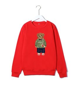 Men and women cartoon bear T-shirt print polos shirt 2021 long-sleeved pullover letters 100% cotton fashion round neck