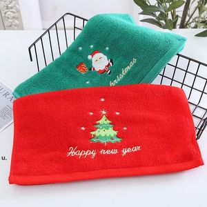 Asciugamano per il viso di Natale Asciugamano di cotone rosso di Babbo Natale Regalo di capodanno Asciugamano per il lavaggio del bagno di casa LLD12040