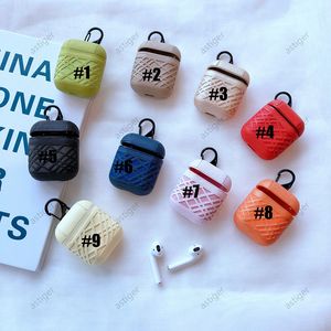 Для Airpods Pro 1 2 3 Наушники PC PU Кожаный Cross Pattern Air Pods Наушники Оболочка Защитная крышка Анти-падение с антиутешенным металлическим крюком