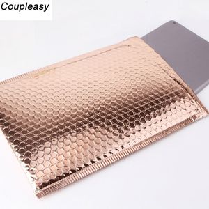 50 pçs / lote luz de ouro chapeamento de papel bolha envelopes bolsas malas de envio de envio Envelope Envelope À Prova D 'Água Bolha Mailing Bag