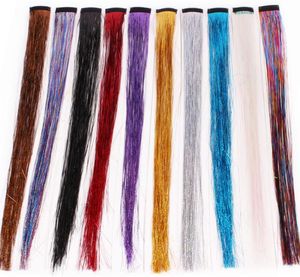 Coloré métallisé scintillant glitter coiffure laser fibre perruque d'extension de cheveux accessoires de poitrine pinceau cosplay wig fête événement festif