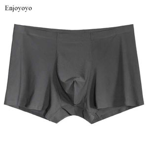 Boxer masculino sem costura cueca de seda antibacteriana cueca boxer spandex virilha 3D shorts de náilon Slips XXXL calças masculinas curtas