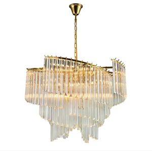 Post-nowoczesny oświetlenie żyrandolowe dla willi Złoty luksusowy salon Metalowy światła oprawa kreatywna spirala Cristal szklana lampy LED