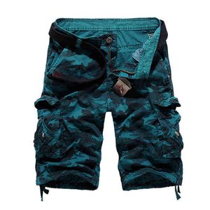 Mäns Camouflage Loose Cargo Shorts Nya Män Cool Fashion Summer Militär Camo Kort Byxor Andningsbar Homme Cargo Shorts DA024 H1210