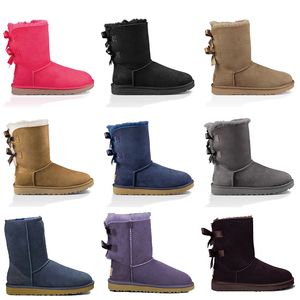 Snö designer stövlar kvinnor vinter mode australien klassisk slip-på kort fotled knä båge flicka mini bailey boot womens lady skor storlek US 10