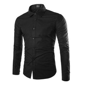 Hombres Camisa de Estilo Britnico Negocios Manga Larga Hombre Slim Fit Casual Camisas Los Ropa Blanco Negro Vino 210809