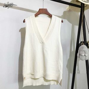 Korean Loose Wild Sweater Chic V-neck Knitted Vest Women's Sweater Vest Sleeveless Sweater Autumn and Winter 11810 211008