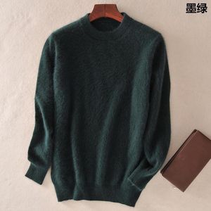 Męska Moda Mink Cashmere Sweter Mężczyźni Z Długim Rękawem Swetry Znosić Man O-Neck Swetry Topy Loose Solid