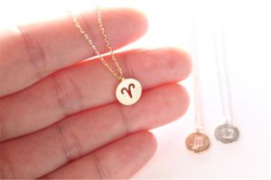 12PCS Zodiacal Sign All 12 Star Constellation Necklaces Coin Aries Taurus Gemini Cancer Leo Virgo Libra Scorpio Sagittarius Capricorn Aquarius Pisces without Box