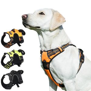 Pet Reflective Nylon Dog Harness No Pull Adjustable Medium Large Naughty Dog Vest Safety Vehicular Lead Walking Running 210729