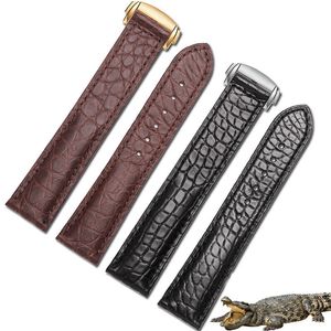 PEIYI 18 19 20 22mm Real Crocodile leather band black brown wristband Replacement strap For Omega watch accessories