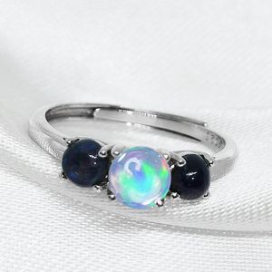 Rings Rings Meibapj Black White Opal Gemstone Fashion Simple para las mujeres Real Sterling Silver Charm Fine Wedding Jewelry