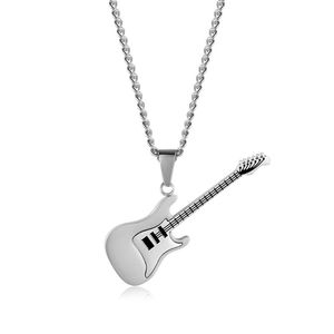 Wholesale trendy guitar for sale - Group buy Pendant Necklaces Hip Hop Rock Style Glossy Stainless Steel Guitar Necklace For Men Trendy Male Jewelry