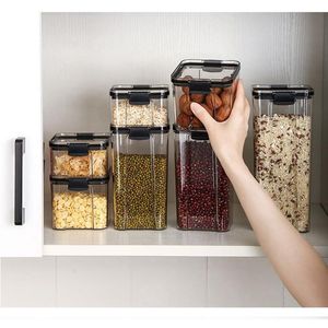 Bottiglie di stoccaggio Barattoli 480ml / 1800ml Contenitore per alimenti PS Coperto Serbatoio di vetro ad alta tenuta Cucina Varie Scatole di cereali all'ingrosso