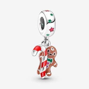 100% 925 Gümüş Gingerbread Man Dangle Charm Fit Orijinal Avrupa Charms Bilezik Moda Kadınlar Düğün Nişan Takı Aksesuarları