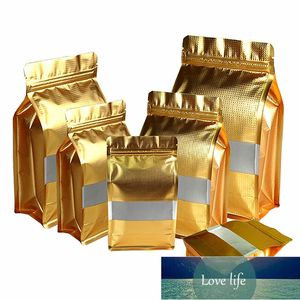 50 sztuk Gold Aluminium Folia Okno Resealable Torba Tłoczone zboża Bisktuit Cukierki Cukinowe Owoce Nuts Snack Prezenty Packaging Wouches Cena fabryczna Ekspert Design Quality