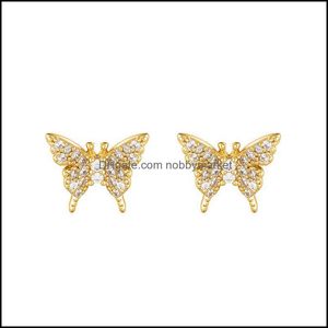 Stud Earrings Jewelry Aide 925 Sterling Sier Hollow Rhinestone Butterfly For Women Girls Designs Boucle Doreille Gifts Drop Delivery 2021 Zw