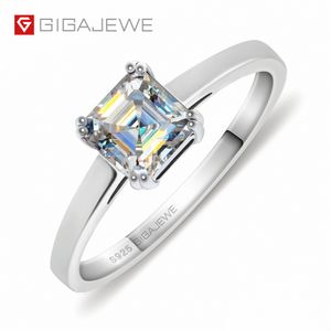 GIGAJEWE EF Farbe 5,5 mm Silber 925 Thai Silber Moissanit Ring Diamant Schmuck Frau Freundin Geschenk GMSR-031