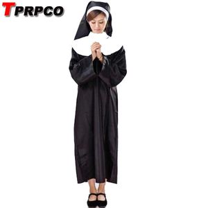 The Virgin Mary Sister Nun Costume Women Adult Halloween Party Fancy Cosplay Costumes Dress Robe Y0903