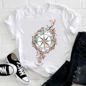 Kobiety Odzież Leopard Star Cute Printing Moda 90. Krótki Rękaw Summer Odzież Drukuj Tshirt Kobiet Tee Top Graphic T-shirt X0628