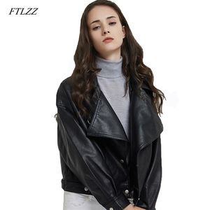 Women Faux Leather Jacket Autumn Retro Short Coat Motor Zipper PU Red Vintage Street Coats Outwear 210430