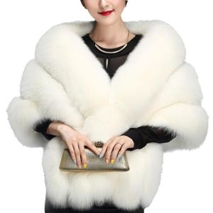 Elegant Faux Fur Winter Scarf for Women - V-Neck Shawl Wrap, Bridal Wedding Cloak Cape, Warm Stole Cover Up