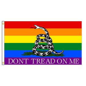 3x5fts non calpestare le bandiere dell'orgoglio gay per il serpente Gadsden LGBT 100% poliestere