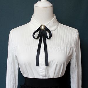 Laço feito à mão Ladies Unisex Banking Banking Student Executa Carreira Coreano Branco Camisa Preto Bowtie Classic Trendy Presentes