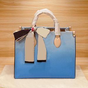 Handbags Women Shoulder Bags Tote Bags Fashion Genuine Leather Gradient Color Spray Painting Patchwork Color Letter