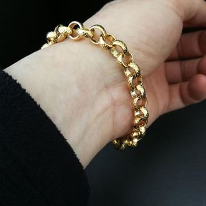Elo, corrente com preenchimento de ouro Belcher Bolt Ring Link Mens Womens Solid Bracelet Jewllery em 18-24cm de comprimento