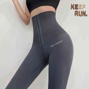 2021 Fitness Pants Women's Corset Hip Postpartum Forming Yoga High midje tights Push Up Running Women Gym Fitness Leggings H1221