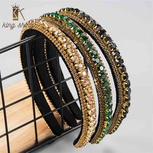 Exquisite Baroque Shiny Crystal Headband for Woman Luxury Multi Layers Colorful Hair Hoop Bridal Wedding Party Tiara 210707